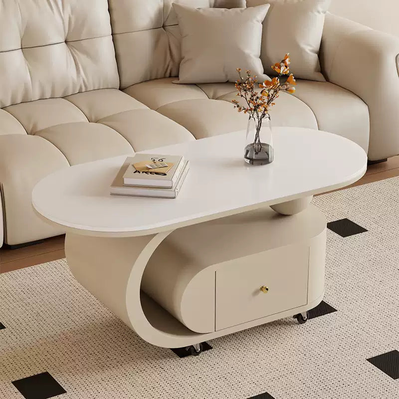 クリーム風可動式センターテーブル リビング用岩板デザイン 軽ラグジュアリー高級感 hgf-5378