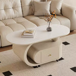 クリーム風可動式センターテーブル リビング用岩板デザイン 軽ラグジュアリー高級感 hgf-5378