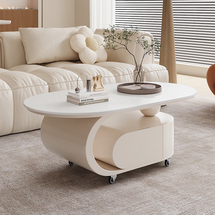 クリーム風可動式センターテーブル リビング用岩板デザイン 軽ラグジュアリー高級感 hgf-5378