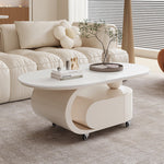 クリーム風可動式センターテーブル リビング用岩板デザイン 軽ラグジュアリー高級感 hgf-5378