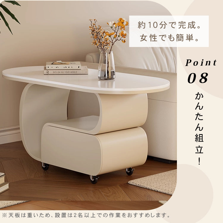 軽ラグジュアリー岩板センターテーブル 現代リビング向け イタリアン北欧風収納付き鉄製サイドテーブル hgf-5379