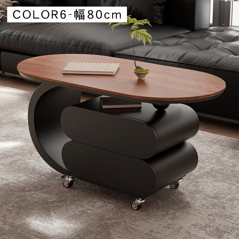 移動式リビングテーブル 家庭用 フレンチ風 ラグジュアリー感 ミニマルデザイン 楕円形 シンプル ワゴン型サイドテーブル hgf-5380