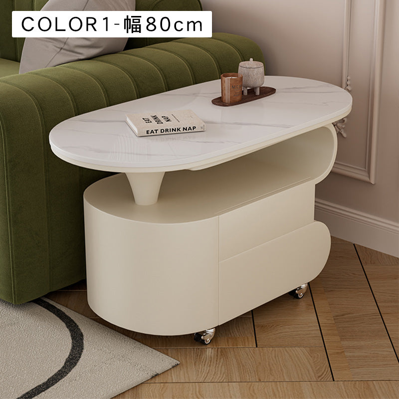 現代シンプル軽ラグジュアリー岩板テーブル 可動式で高級感あるリビングサイドキャビネット hgf-5381