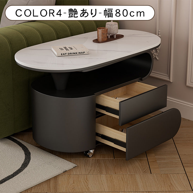 現代シンプル軽ラグジュアリー岩板テーブル 可動式で高級感あるリビングサイドキャビネット hgf-5381