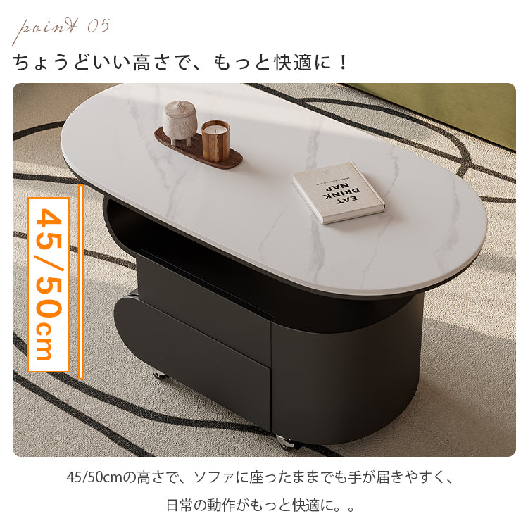 現代シンプル軽ラグジュアリー岩板テーブル 可動式で高級感あるリビングサイドキャビネット hgf-5381