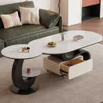 軽ラグジュアリー岩板センターテーブルセット 可動式で高級感あるリビング向け hgf-5382