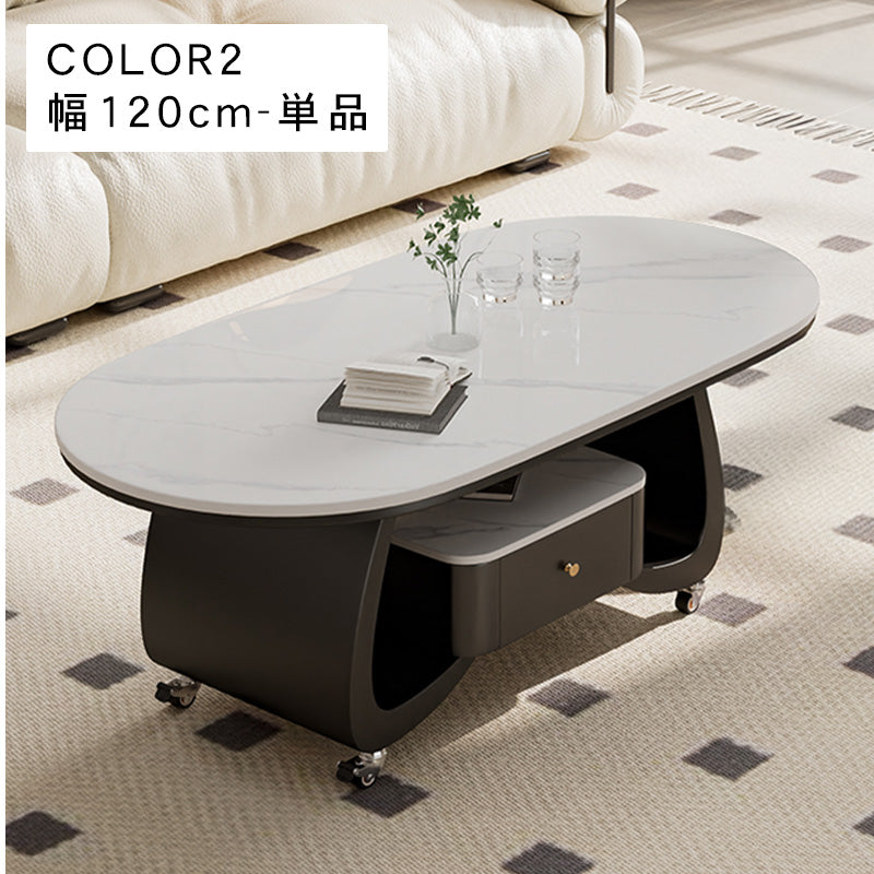 移動式リビングテーブル 家庭用 フレンチ風 ラグジュアリー感 ミニマルデザイン 楕円形 シンプル ワゴン型サイドテーブル hgf-5383