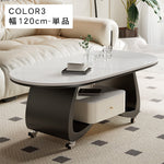 移動式リビングテーブル 家庭用 フレンチ風 ラグジュアリー感 ミニマルデザイン 楕円形 シンプル ワゴン型サイドテーブル hgf-5383