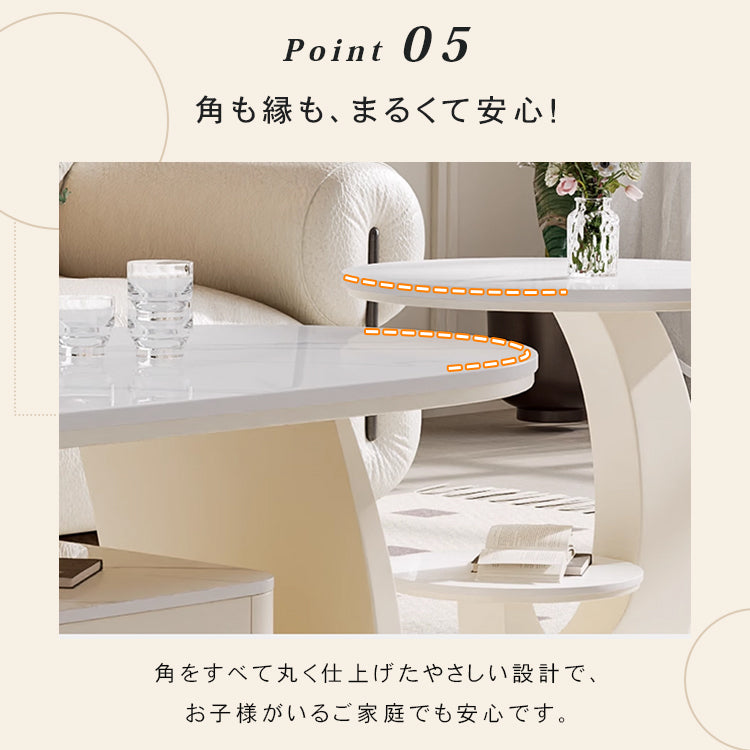 移動式リビングテーブル 家庭用 フレンチ風 ラグジュアリー感 ミニマルデザイン 楕円形 シンプル ワゴン型サイドテーブル hgf-5383