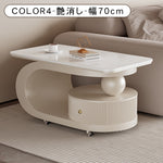 移動式リビングテーブル 家庭用 フレンチ風 ラグジュアリー感 ミニマルデザイン 楕円形 シンプル ワゴン型サイドテーブル hgf-5384