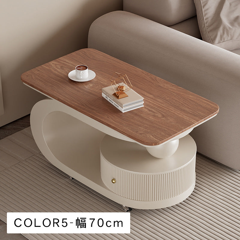 移動式リビングテーブル 家庭用 フレンチ風 ラグジュアリー感 ミニマルデザイン 楕円形 シンプル ワゴン型サイドテーブル hgf-5384