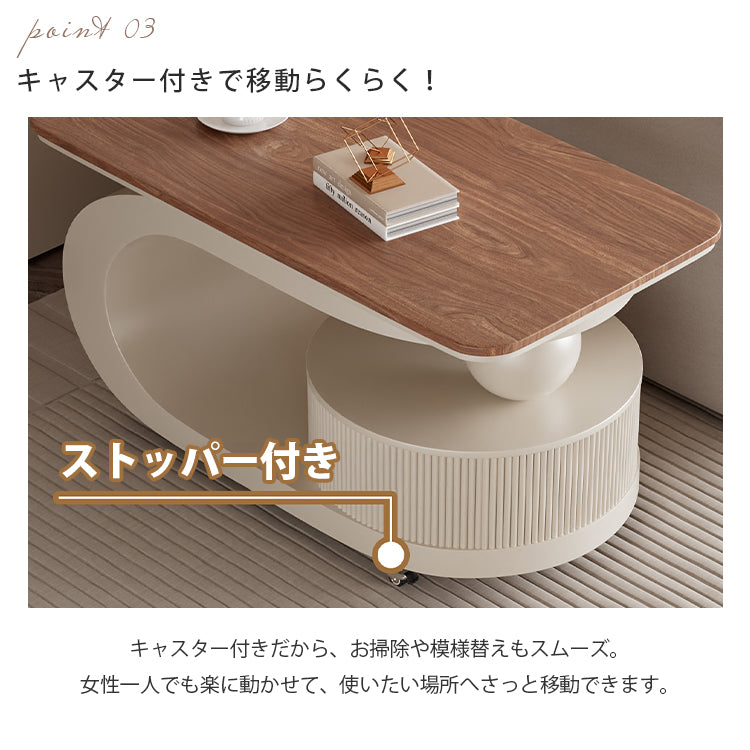 移動式リビングテーブル 家庭用 フレンチ風 ラグジュアリー感 ミニマルデザイン 楕円形 シンプル ワゴン型サイドテーブル hgf-5384