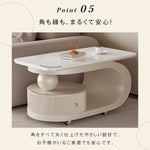 移動式リビングテーブル 家庭用 フレンチ風 ラグジュアリー感 ミニマルデザイン 楕円形 シンプル ワゴン型サイドテーブル hgf-5384