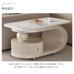 移動式リビングテーブル 家庭用 フレンチ風 ラグジュアリー感 ミニマルデザイン 楕円形 シンプル ワゴン型サイドテーブル hgf-5384