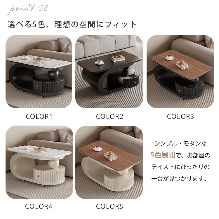 移動式リビングテーブル 家庭用 フレンチ風 ラグジュアリー感 ミニマルデザイン 楕円形 シンプル ワゴン型サイドテーブル hgf-5384