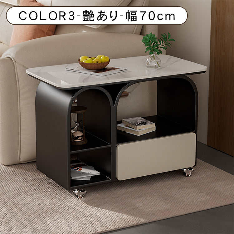 岩板ミニサイドテーブル 小型 ラグジュアリー感 移動式 家庭用 ティーテーブル リビング hgf-5385