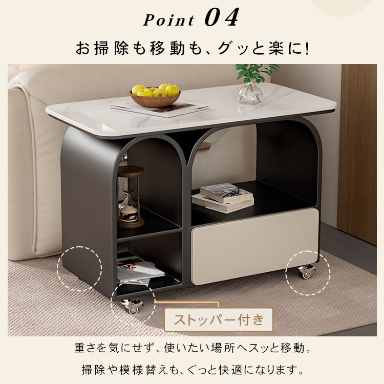 岩板ミニサイドテーブル 小型 ラグジュアリー感 移動式 家庭用 ティーテーブル リビング hgf-5385