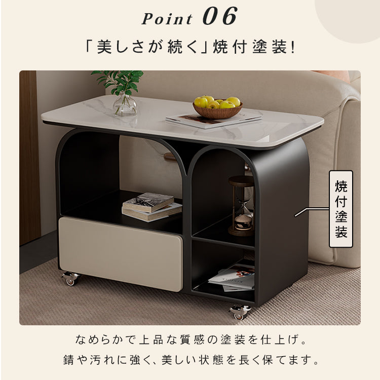 岩板ミニサイドテーブル 小型 ラグジュアリー感 移動式 家庭用 ティーテーブル リビング hgf-5385