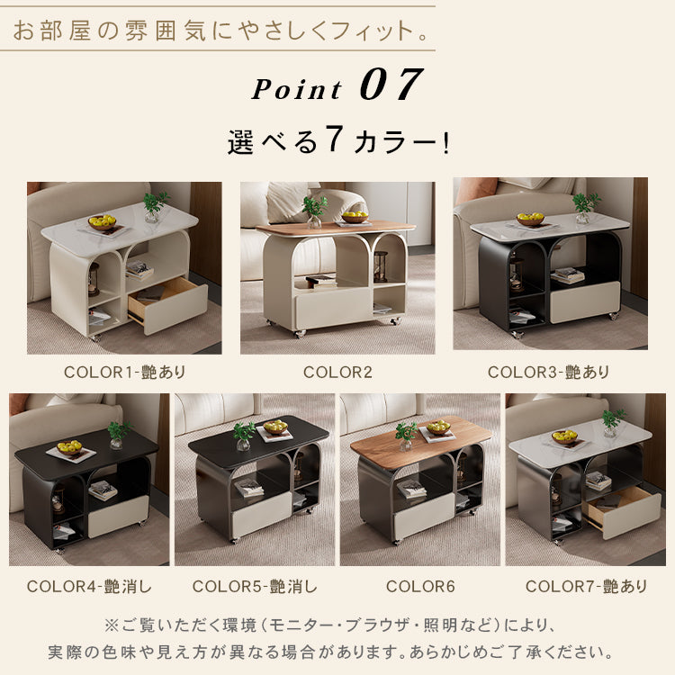 岩板ミニサイドテーブル 小型 ラグジュアリー感 移動式 家庭用 ティーテーブル リビング hgf-5385