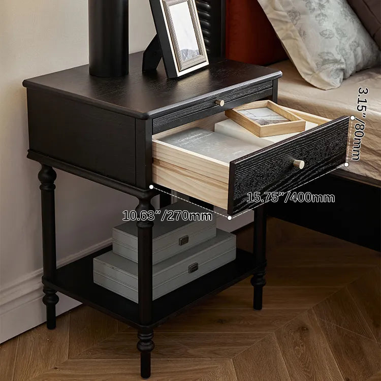 レッドオークの上質ナイトテーブル|高級感漂うおしゃれな収納家具 hggw-4176