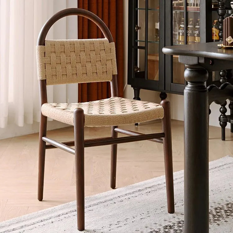 高級レッドオーク&本革チェア | モダンデザインで快適な座り心地 hggw-4178