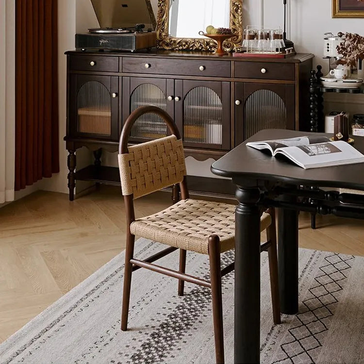 高級レッドオーク&本革チェア | モダンデザインで快適な座り心地 hggw-4178