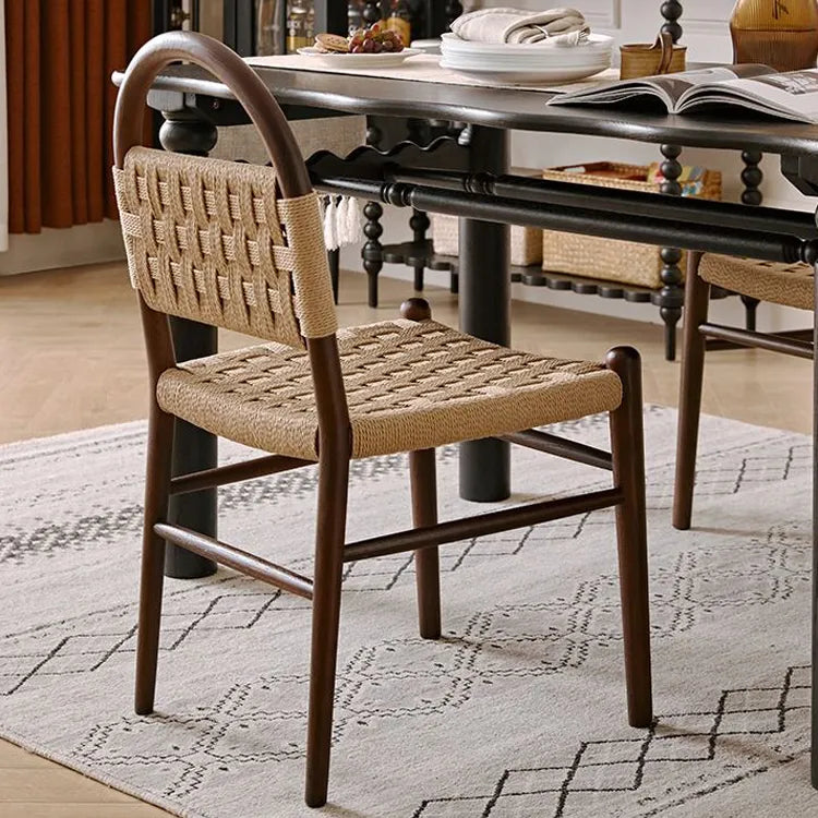 高級レッドオーク&本革チェア | モダンデザインで快適な座り心地 hggw-4178