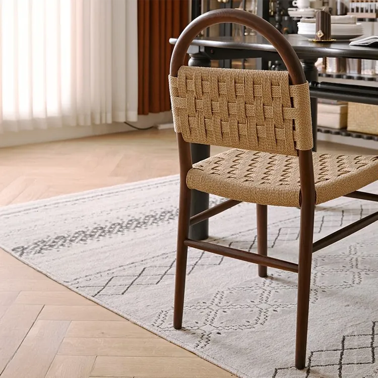 高級レッドオーク&本革チェア | モダンデザインで快適な座り心地 hggw-4178