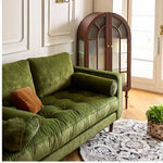 アンティーク風レッドオークキャビネット|ガラス&銅製アクセントの多層板収納 hggw-4186