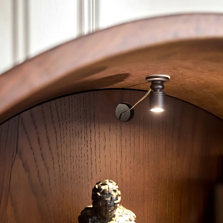 アンティーク風レッドオークキャビネット|ガラス&銅製アクセントの多層板収納 hggw-4186