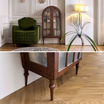 アンティーク風レッドオークキャビネット|ガラス&銅製アクセントの多層板収納 hggw-4186