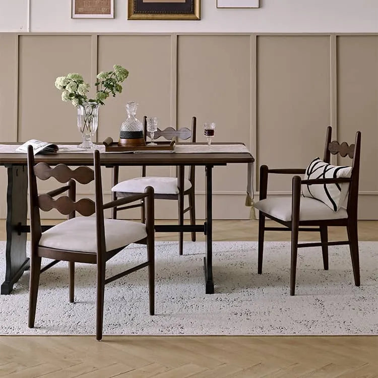 エレガントなレッドオークチェア スエードクッション付きデザインチェア hggw-4196