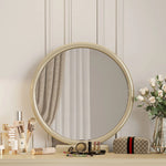 パインと銅の高級ガラス化粧台セット - 極上のエレガンスをあなたに hgl-4332