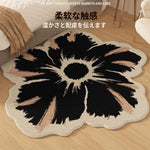 キュートクリーム風 フラワー型 変形ラグ ラグマット フェイクカシミヤ調 カーペット リビング 寝室 厚手 秋冬ラグ おしゃれ hh-05