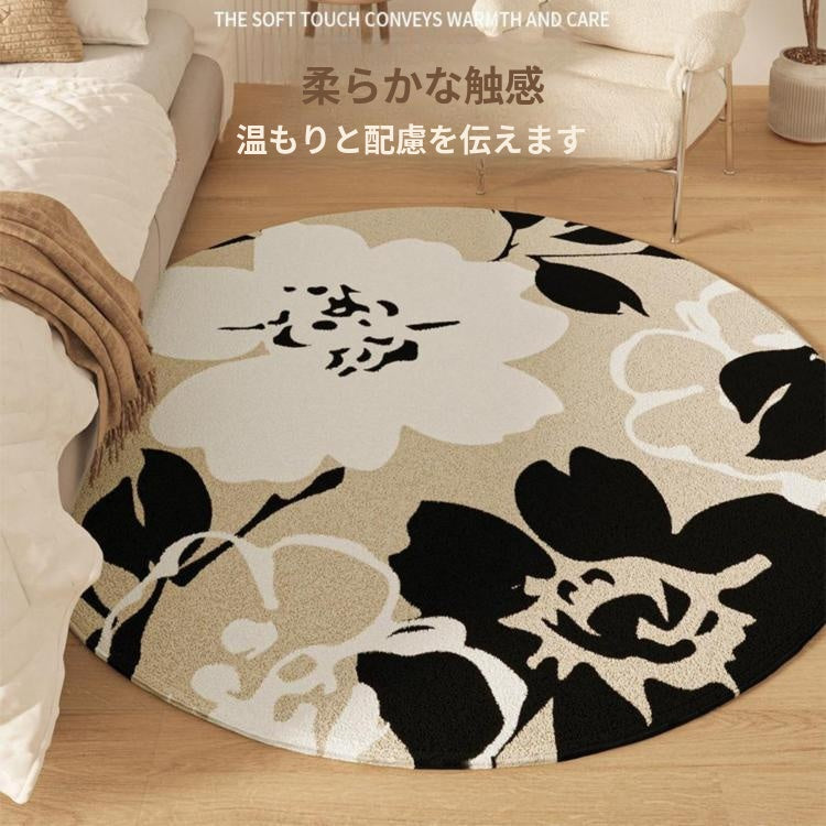 キュートクリーム風 フラワー型 変形ラグ ラグマット フェイクカシミヤ調 カーペット リビング 寝室 厚手 秋冬ラグ おしゃれ hh-05