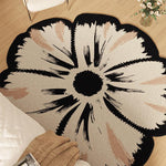 キュートクリーム風 フラワー型 変形ラグ ラグマット フェイクカシミヤ調 カーペット リビング 寝室 厚手 秋冬ラグ おしゃれ hh-05