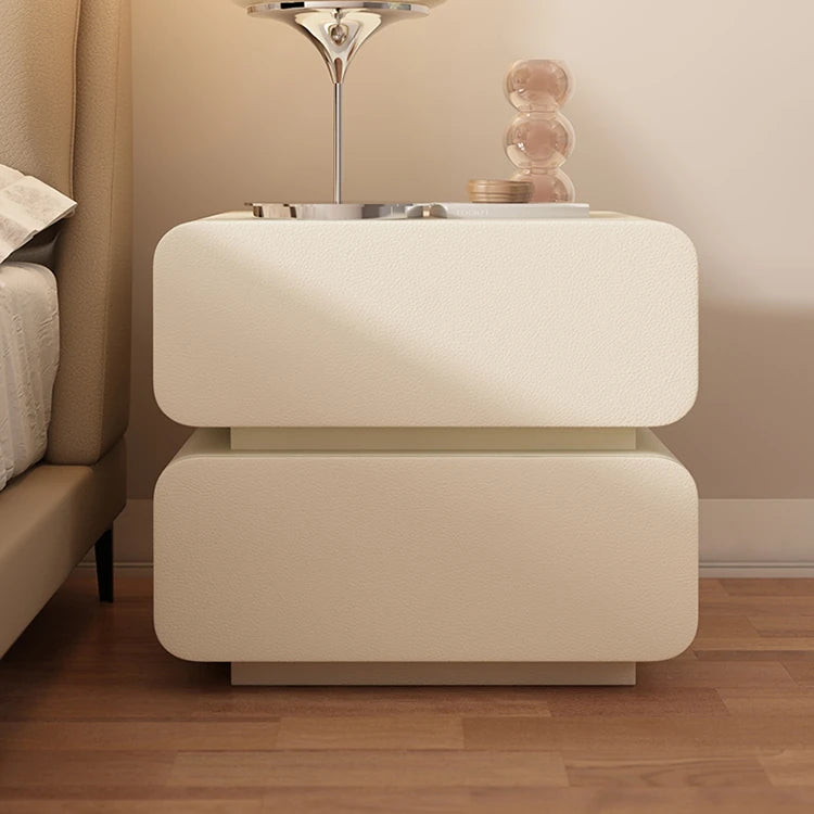 ナイトテーブル パイン材 & 合皮製 シンプルモダンデザイン おしゃれなベッドサイド収納家具 hjd-3143