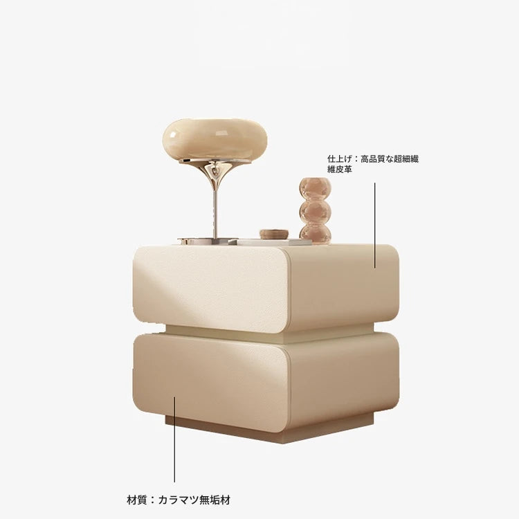 ナイトテーブル パイン材 & 合皮製 シンプルモダンデザイン おしゃれなベッドサイド収納家具 hjd-3143