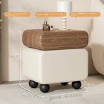 スタイリッシュなパイン材と合皮のナイトテーブル - モダンインテリアに最適な収納付き! hjd-3148