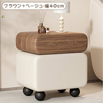 スタイリッシュなパイン材と合皮のナイトテーブル - モダンインテリアに最適な収納付き hjd-3148