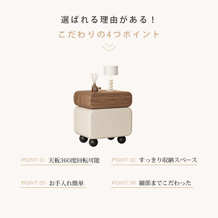 スタイリッシュなパイン材と合皮のナイトテーブル - モダンインテリアに最適な収納付き hjd-3148