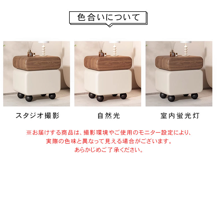 スタイリッシュなパイン材と合皮のナイトテーブル - モダンインテリアに最適な収納付き hjd-3148