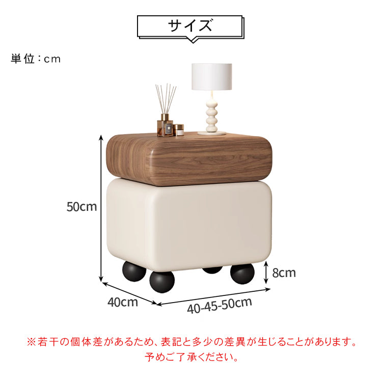 スタイリッシュなパイン材と合皮のナイトテーブル - モダンインテリアに最適な収納付き hjd-3148