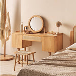 「おしゃれなアッシュ材ラタンガラス化粧台 - 高級感漂うアイテム」 hjhms-1039