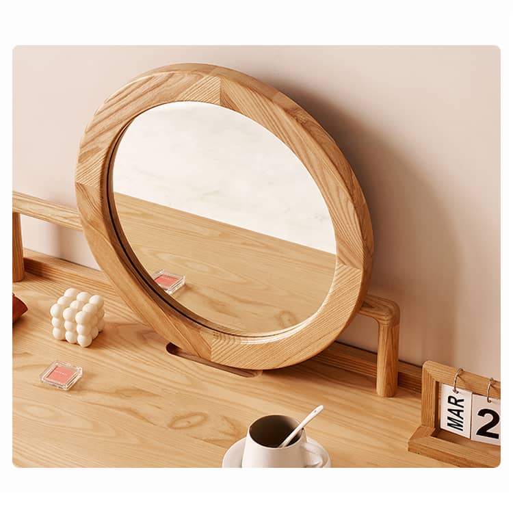 「おしゃれなアッシュ材ラタンガラス化粧台 - 高級感漂うアイテム」 hjhms-1039