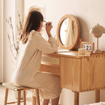 「おしゃれなアッシュ材ラタンガラス化粧台 - 高級感漂うアイテム」 hjhms-1039