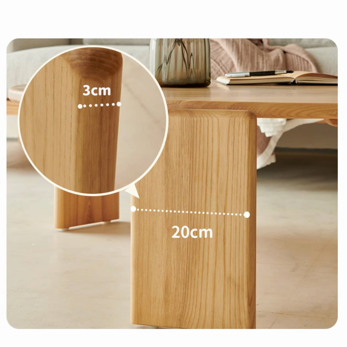 アッシュ材センターテーブル|北欧風リビングにぴったり hjhms-1043