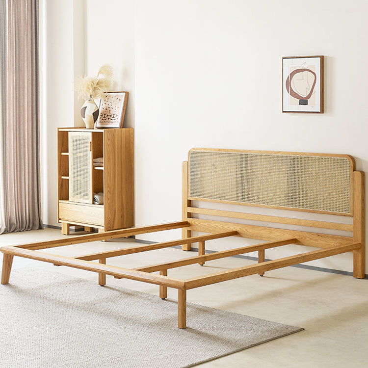 「天然アッシュ材×パイン×ラタンの高級ベッド | スタイリッシュデザイン」 hjhms-1562