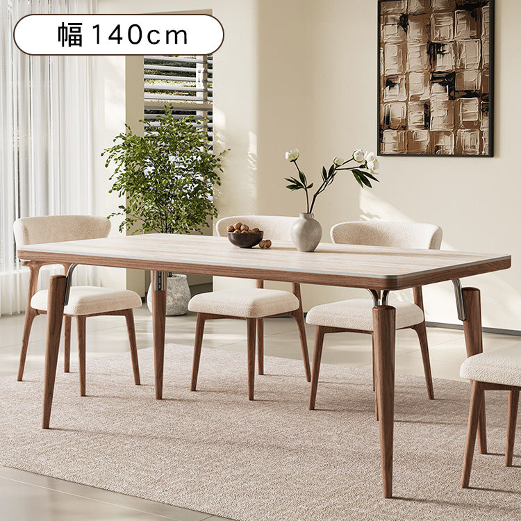 北欧風実木長方形ダイニングテーブルホワイトアッシュセラミック天板モダン hjj-3644