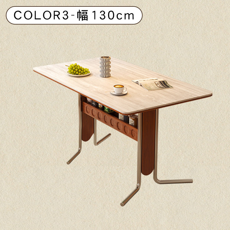 セラミック天板フレンチヴィンテージ長方形実木テーブルステンレス脚 hjj-3648